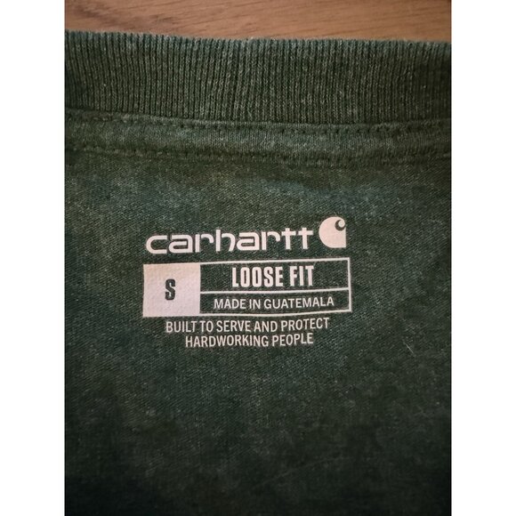 Carhartt Men's Loose Fit Size Small Crewneck Short Sleeve Green Outdoor Hiking - Picture 3 of 10